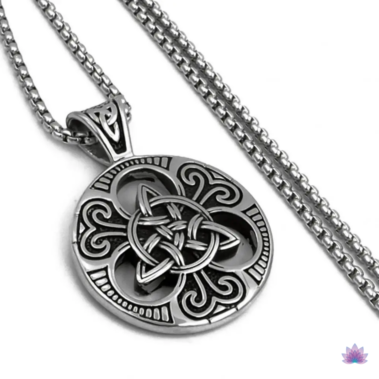 Triquetra Necklace β’ Irish Celtic Trinity Love Knot Round Pendant β’ Triple Goddess Stainless Steel Wiccan Jewelry For Pagan Worship β’ Apollo Tarot Shop