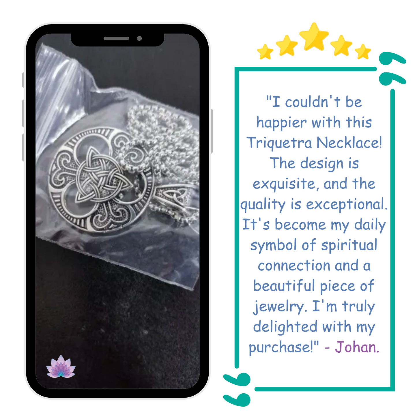 Triquetra Necklace β’ Irish Celtic Trinity Love Knot Round Pendant β’ Triple Goddess Stainless Steel Wiccan Jewelry For Pagan Worship β’ Apollo Tarot Shop