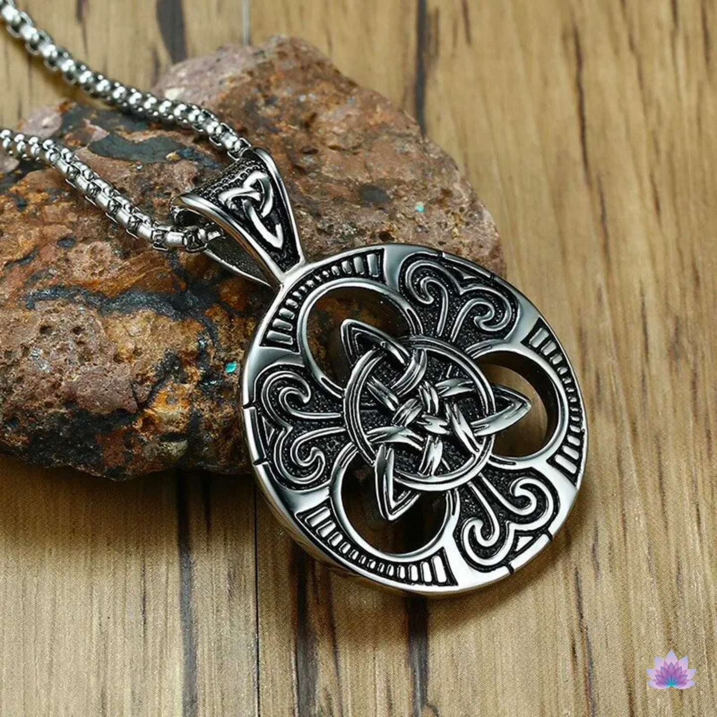 Triquetra Necklace β’ Irish Celtic Trinity Love Knot Round Pendant β’ Triple Goddess Stainless Steel Wiccan Jewelry For Pagan Worship β’ Apollo Tarot Shop