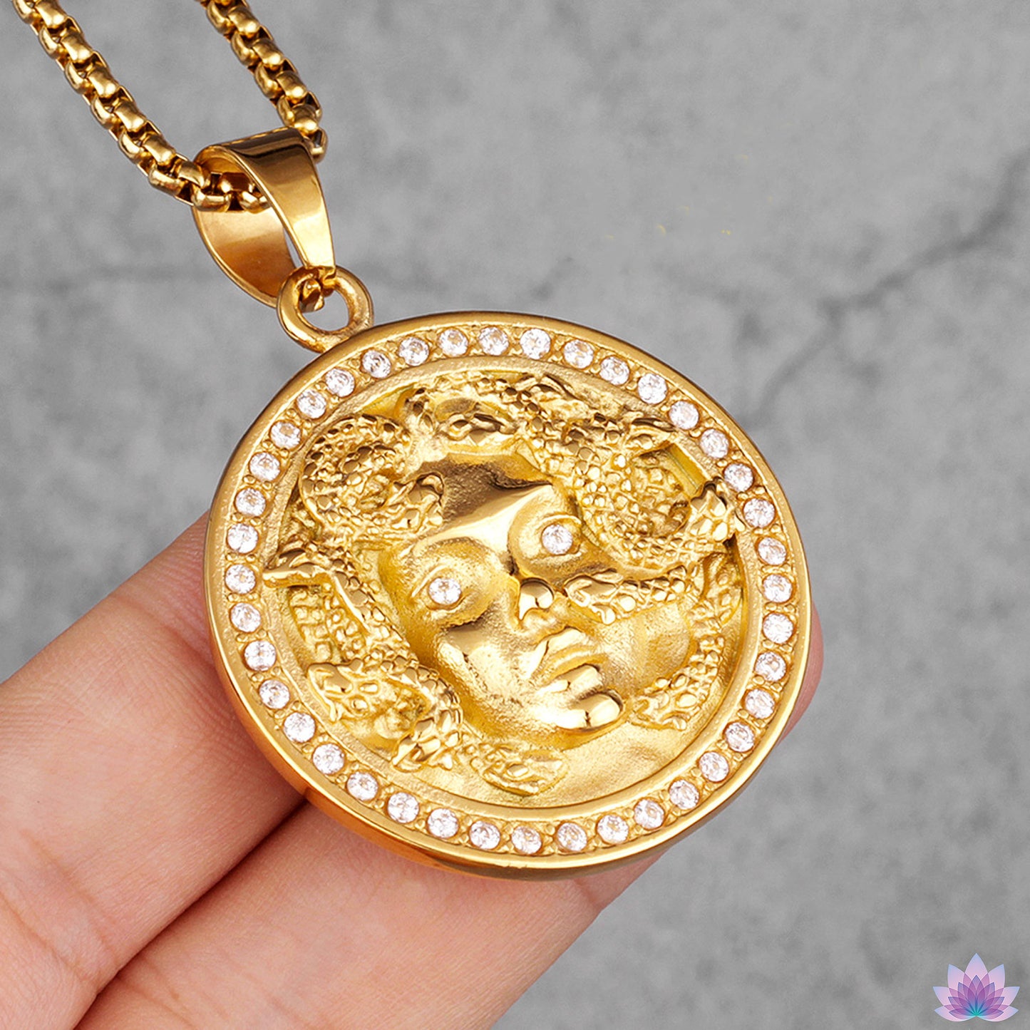Colar Medusa | Pingente de Proteção da Mitologia Grega da Górgona | Amuleto de Adoração Pagã da Górgona | Joias da Bruxa Gorgo