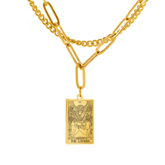 Tarot Necklace | Petit Major Arcana Pendant | Double Layer Chain | Apollo Tarot