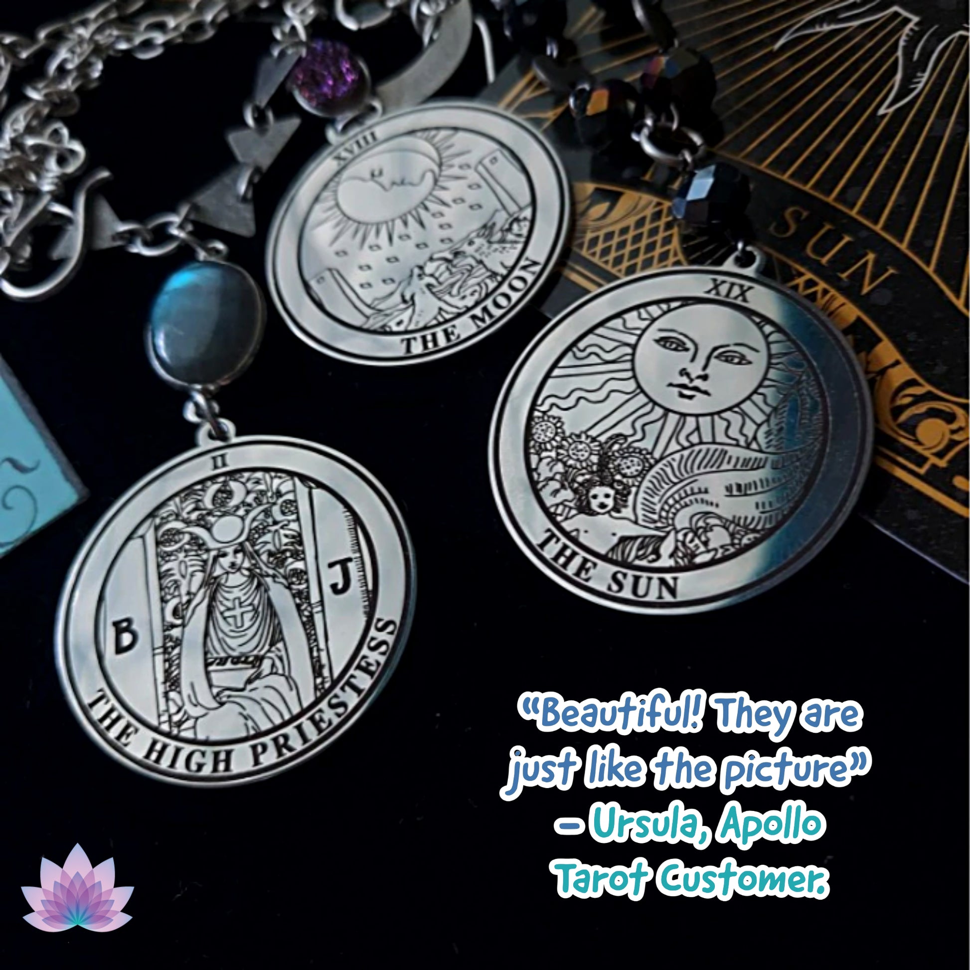 Round Tarot Card Necklace | Major Arcana Amulet Pendants | Apollo Tarot
