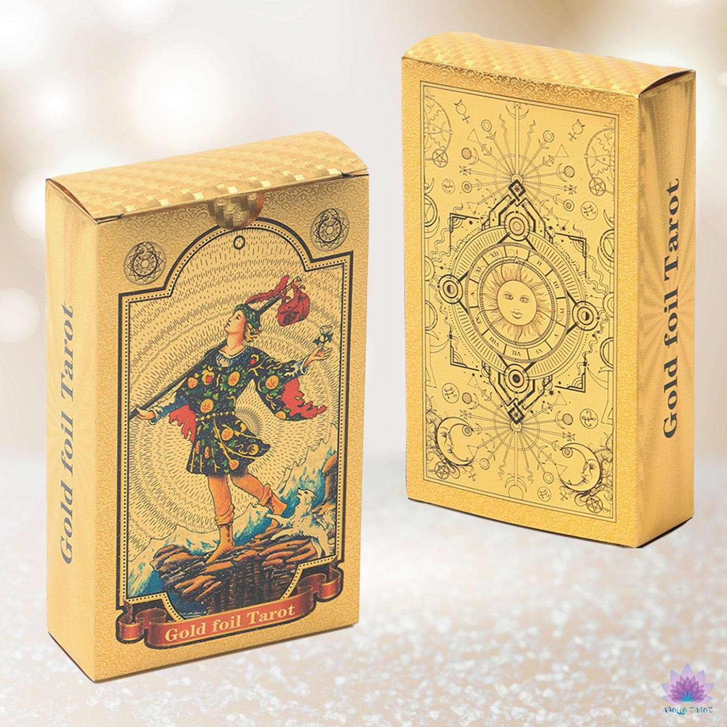 Gold Foil Rider-Waite Tarot Deck Gift Box With Guidebook For Beginners | Premium Cards | Apollo Tarot Shop