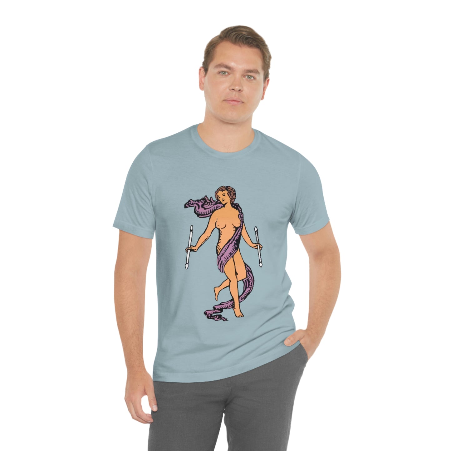 The World Tarot Card Unisex Blue T-Shirt | Witchy Apparel Gift For Spiritual Men & Women | Apollo Tarot