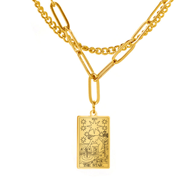 Tarot Necklace | Petit Major Arcana Pendant | Double Layer Chain | Apollo Tarot