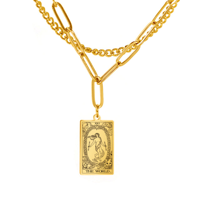 Tarot Necklace | Petit Major Arcana Pendant | Double Layer Chain | Apollo Tarot