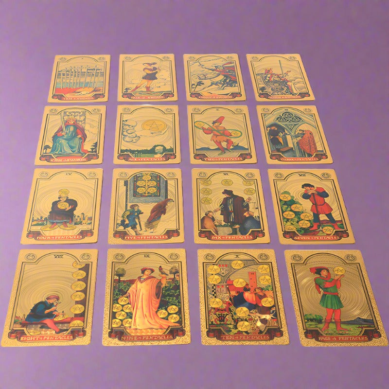 Gold Foil Tarot Deck | Premium Luxury Holographic Divination Cards | Best Tarot Deck For Beginners | Apollo Tarot