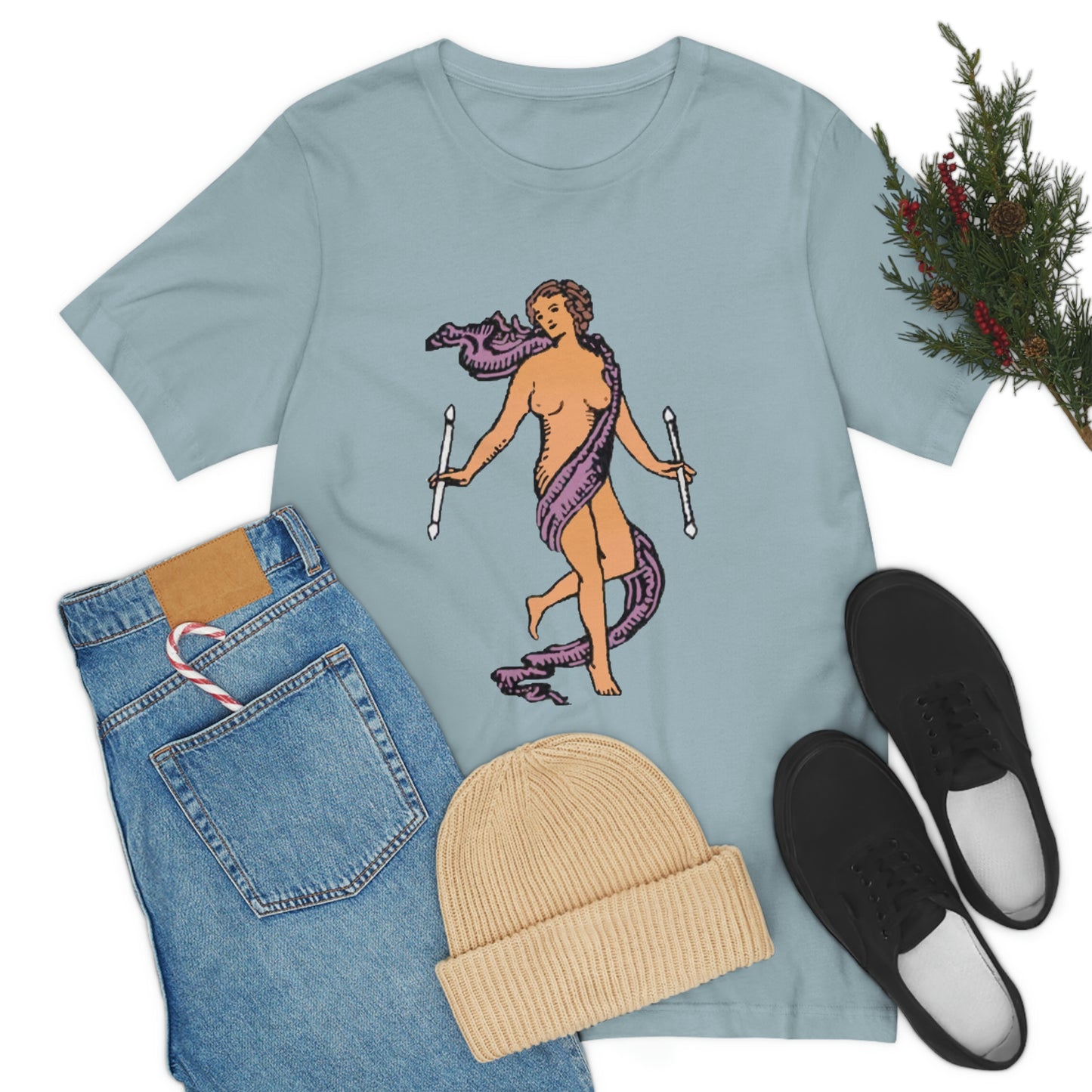 The World Tarot Card Unisex Blue T-Shirt | Witchy Apparel Gift For Spiritual Men & Women | Apollo Tarot