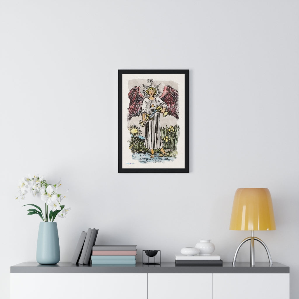 Watercolor of The Temperance Tarot Card Framed Poster | Apollo Tarot