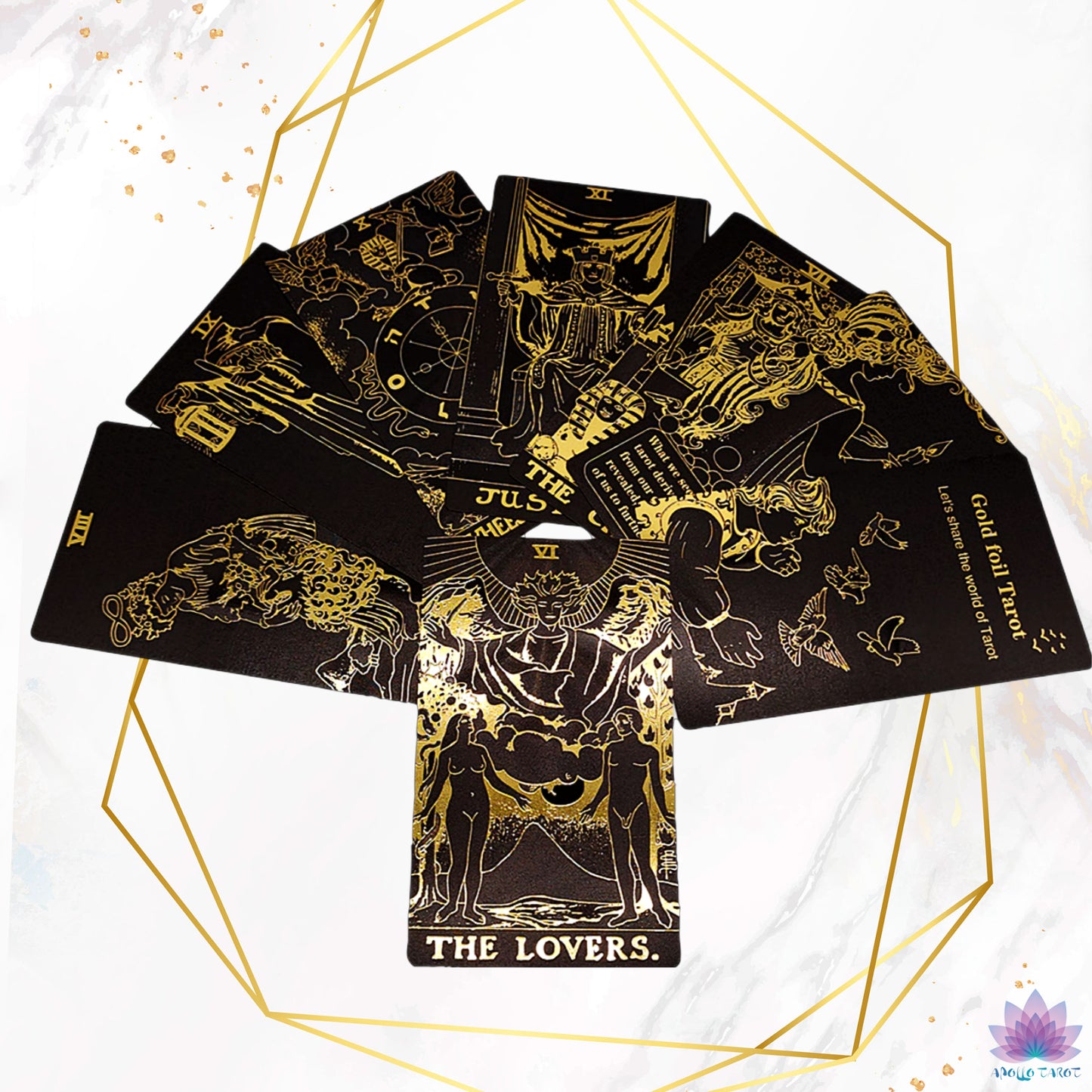Black & Gold Foil Tarot Deck | Rider-Waite-Smith Remastered Cards For Beginner Tarot Readers | Premium Gift Box With English Guidebook | Apollo Tarot