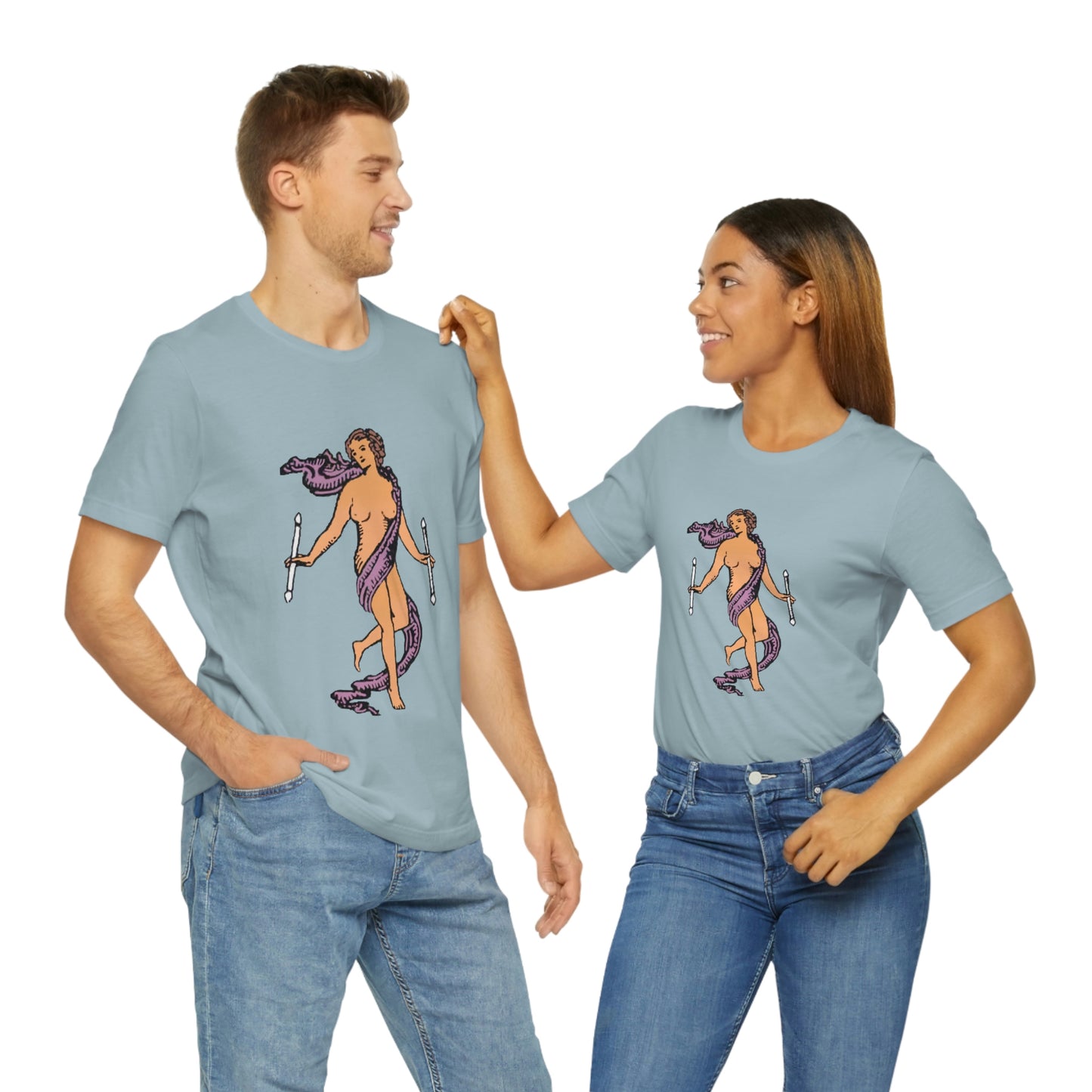 The World Tarot Card Unisex Blue T-Shirt | Witchy Apparel Gift For Spiritual Men & Women | Apollo Tarot