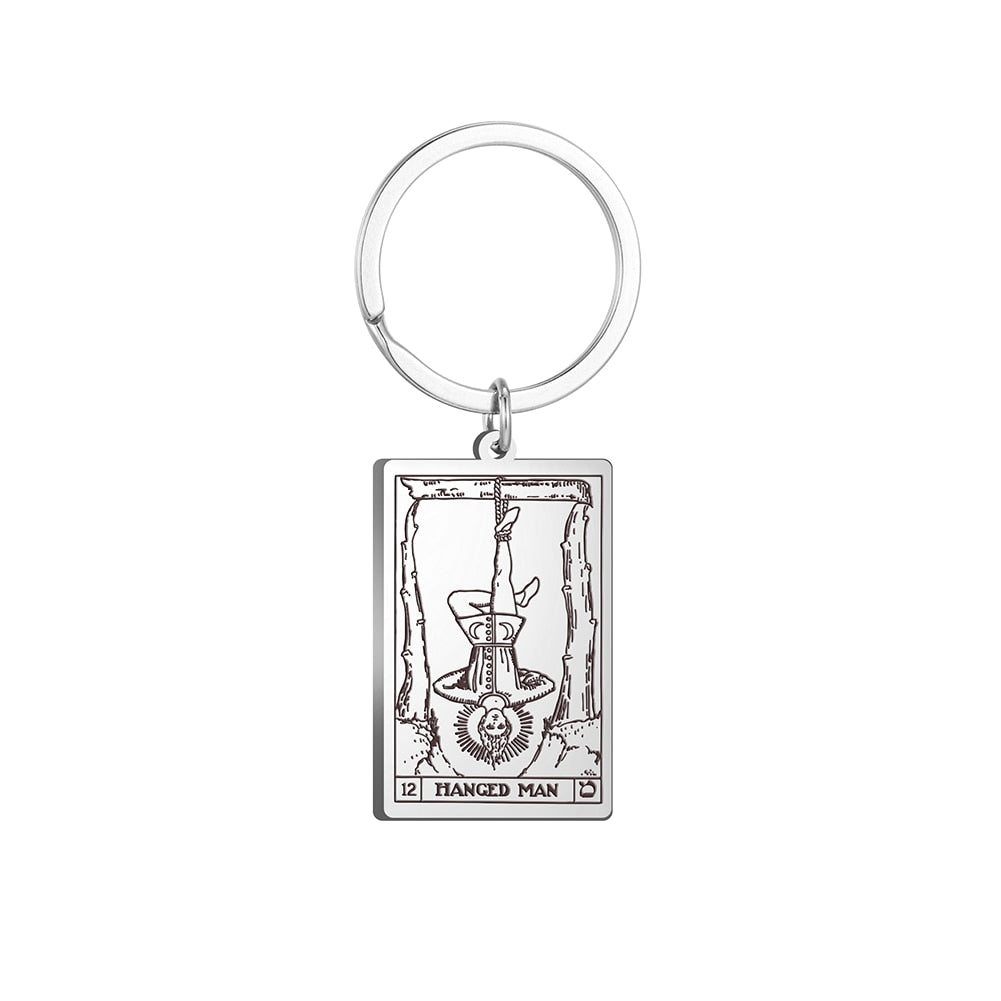 Tarot Card Keychains | All 78 Major & Minor Arcana Tarot Cards RWS Charm | Silver Color Stainless Steel Spiritual Amulet Keyring