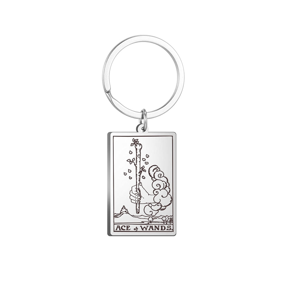 Tarot Card Keychains | All 78 Major & Minor Arcana Tarot Cards RWS Charm | Silver Color Stainless Steel Spiritual Amulet Keyring