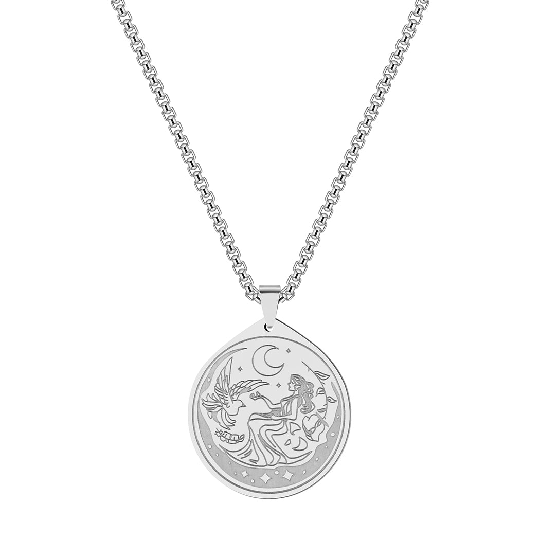 Selene Goddess Necklace | Greek Mythology Deity Of The Moon Statement Jewelry | Stainless Steel Pagan Worship Pendant | Apollo Tarot Jewelry Shop