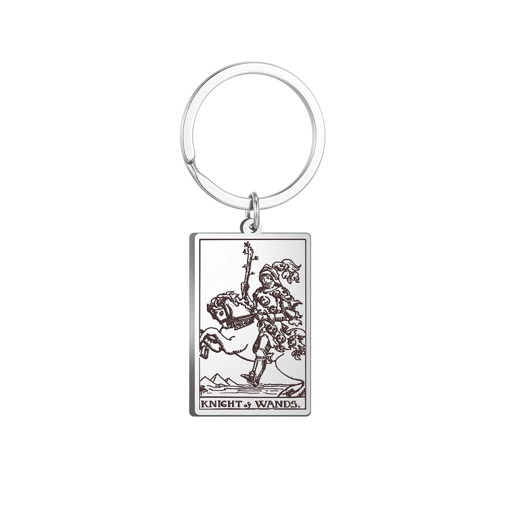 Tarot Card Keychains | All 78 Major & Minor Arcana Tarot Cards RWS Charm | Silver Color Stainless Steel Spiritual Amulet Keyring
