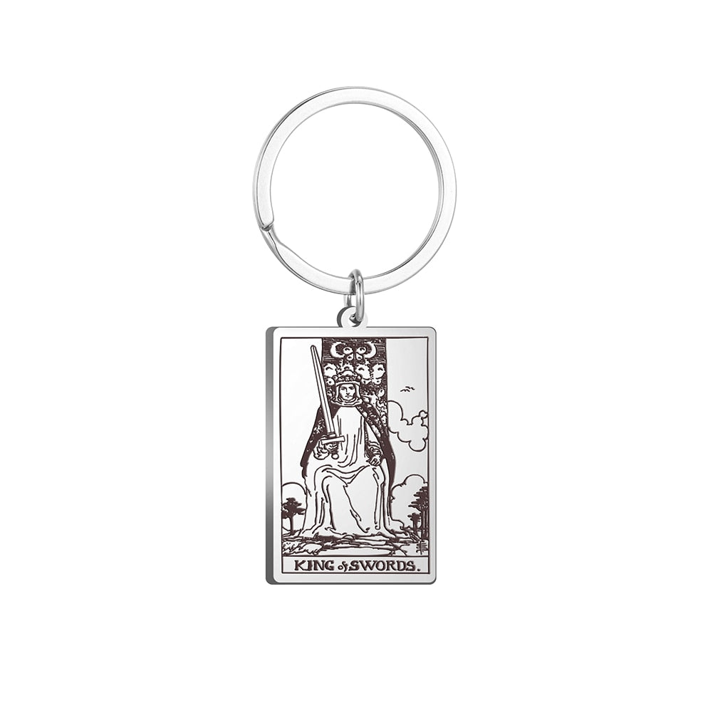 Tarot Card Keychains | All 78 Major & Minor Arcana Tarot Cards RWS Charm | Silver Color Stainless Steel Spiritual Amulet Keyring