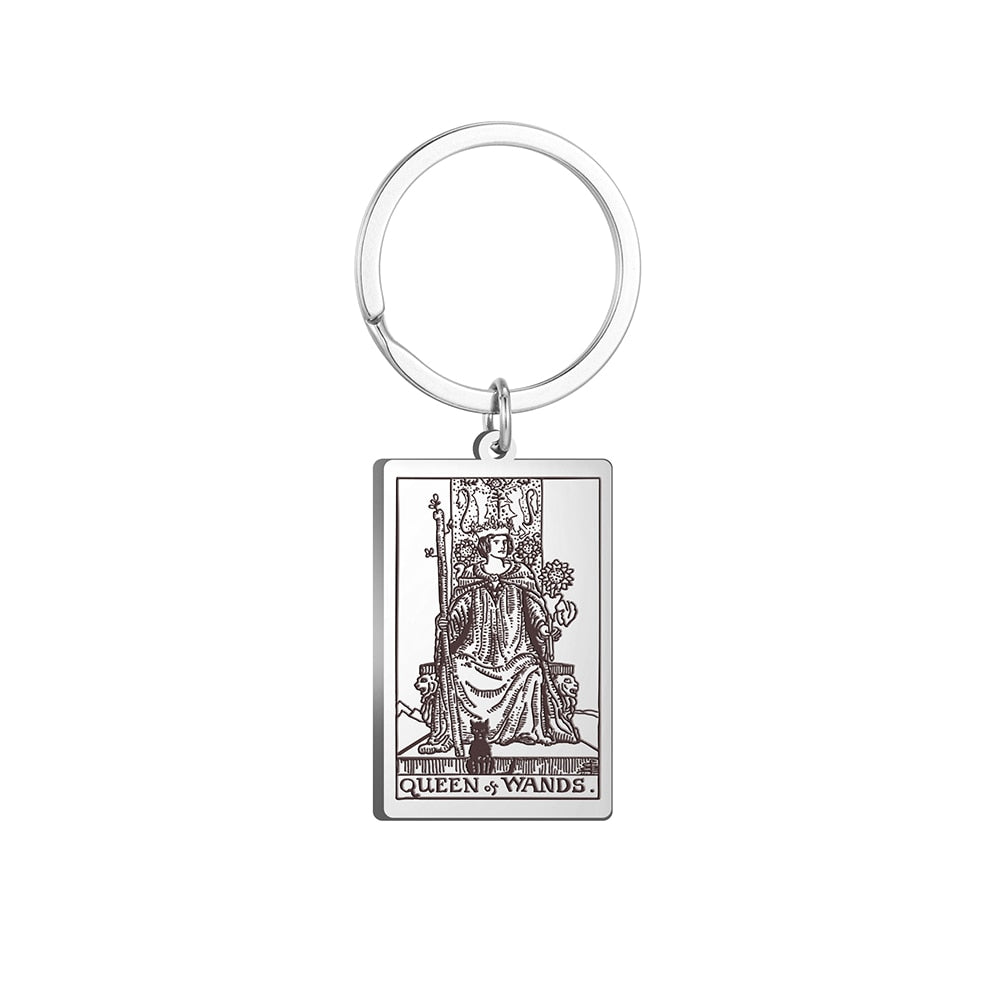 Tarot Card Keychains | All 78 Major & Minor Arcana Tarot Cards RWS Charm | Silver Color Stainless Steel Spiritual Amulet Keyring