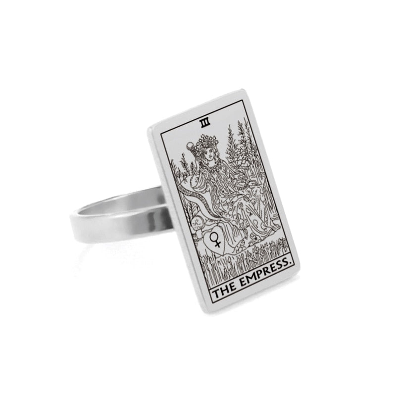 Tarot Card Ring | Silver & Gold Charms Of Major Arcana Cards | Large Size | Apollo Tarot Shop