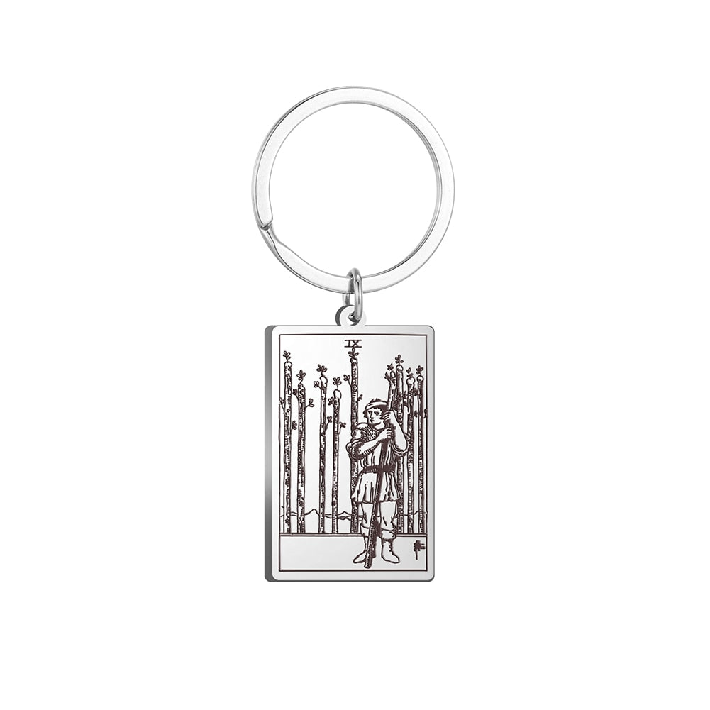 Tarot Card Keychains | All 78 Major & Minor Arcana Tarot Cards RWS Charm | Silver Color Stainless Steel Spiritual Amulet Keyring