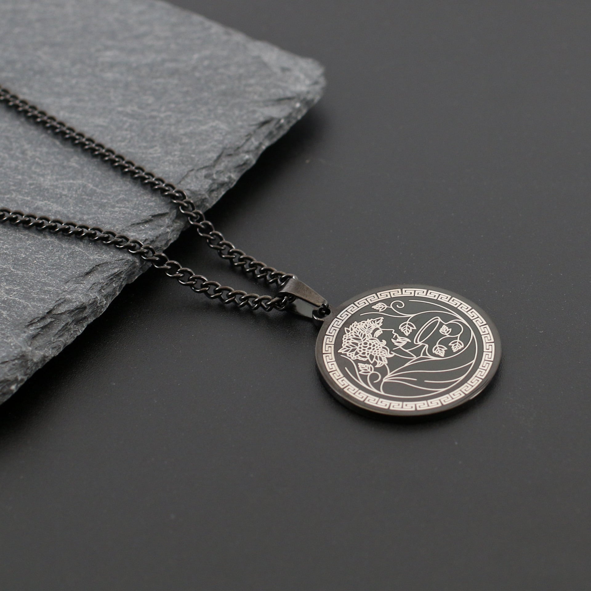 Dionysus Necklace | Bacchus Round Pendant | Ancient Greek Mythology Charm Jewelry | Witchy Accessory For Pagan Deity Worship | Apollo Tarot Shop