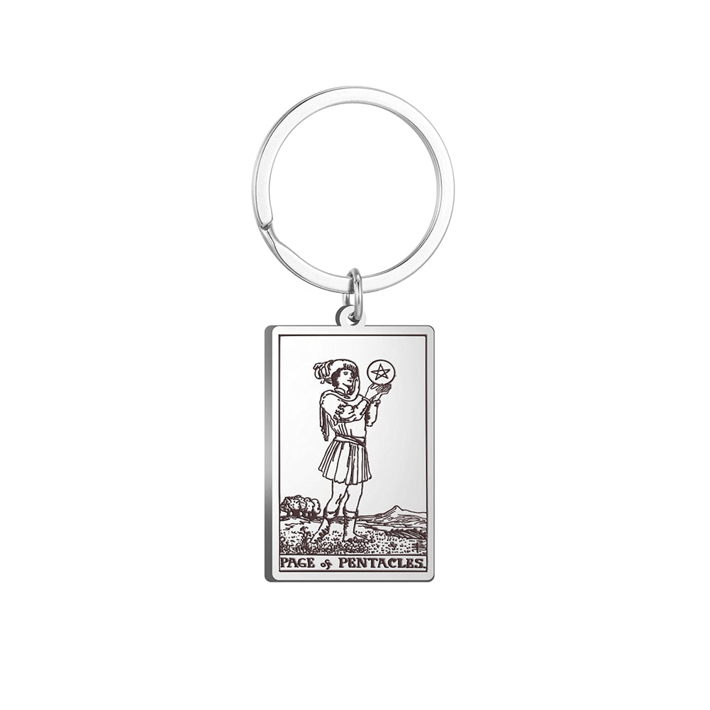 Tarot Card Keychains | All 78 Major & Minor Arcana Tarot Cards RWS Charm | Silver Color Stainless Steel Spiritual Amulet Keyring