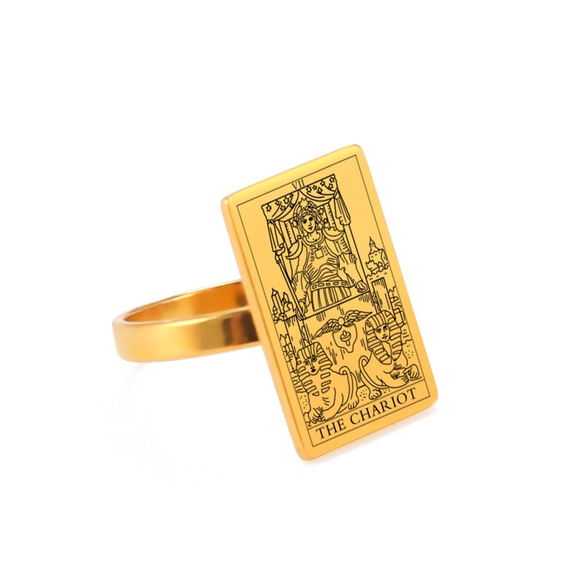 Tarot Card Ring | Silver & Gold Charms Of Major Arcana Cards | Large Size | Apollo Tarot Shop