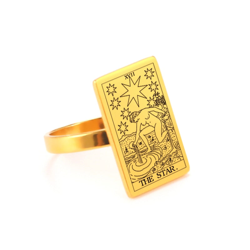 Tarot Card Ring | Silver & Gold Charms Of Major Arcana Cards | Large Size | Apollo Tarot Shop