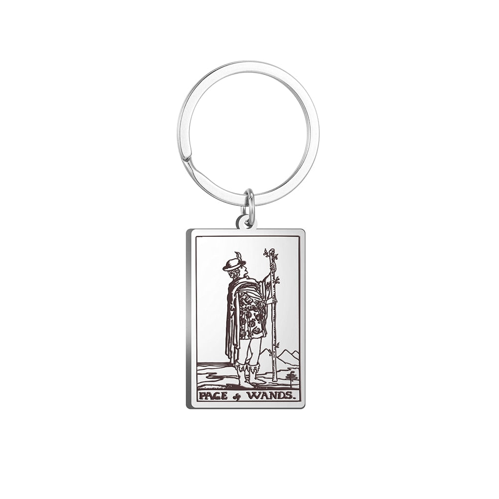 Tarot Card Keychains | All 78 Major & Minor Arcana Tarot Cards RWS Charm | Silver Color Stainless Steel Spiritual Amulet Keyring