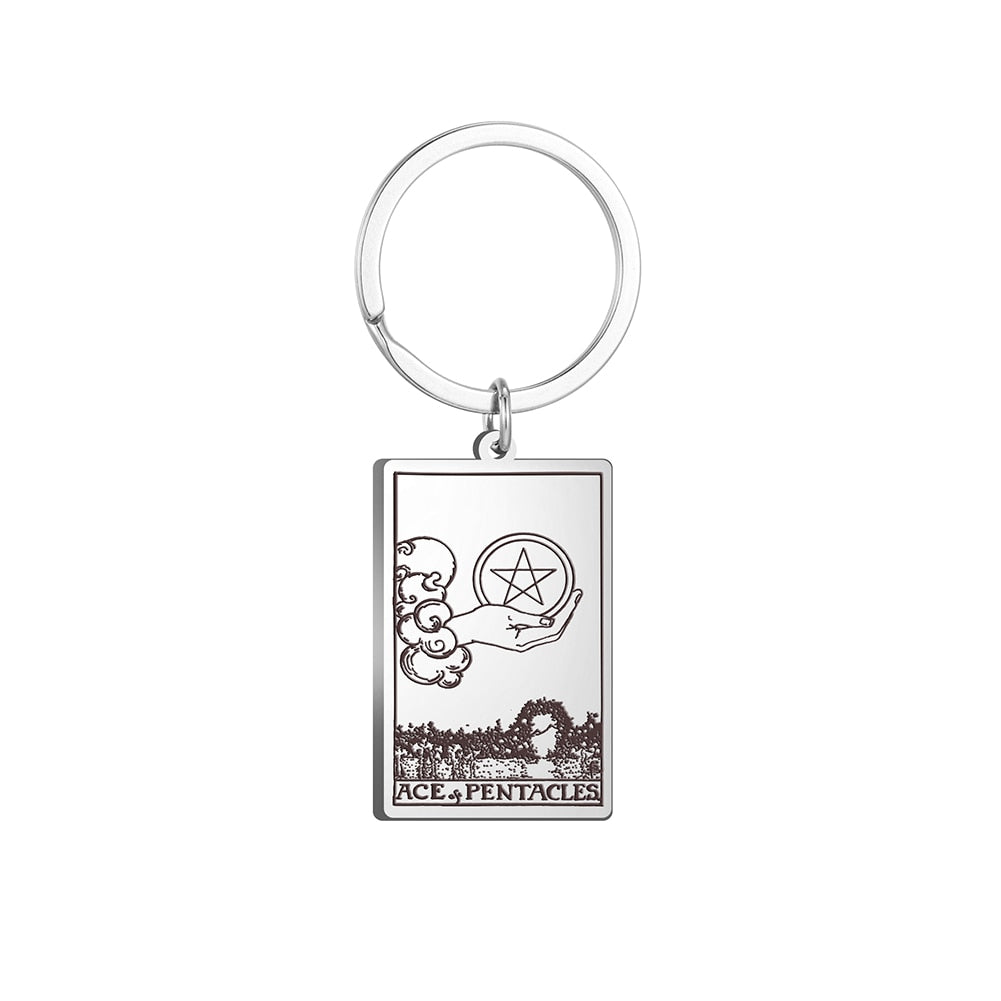 Tarot Card Keychains | All 78 Major & Minor Arcana Tarot Cards RWS Charm | Silver Color Stainless Steel Spiritual Amulet Keyring