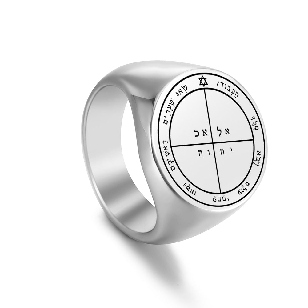 Key Of Solomon's Pentacle Amulet Ring | Sigil Magick Talisman Jewelry | Sizes 9 & 10 Silver Color Rings | Apollo Tarot Shop