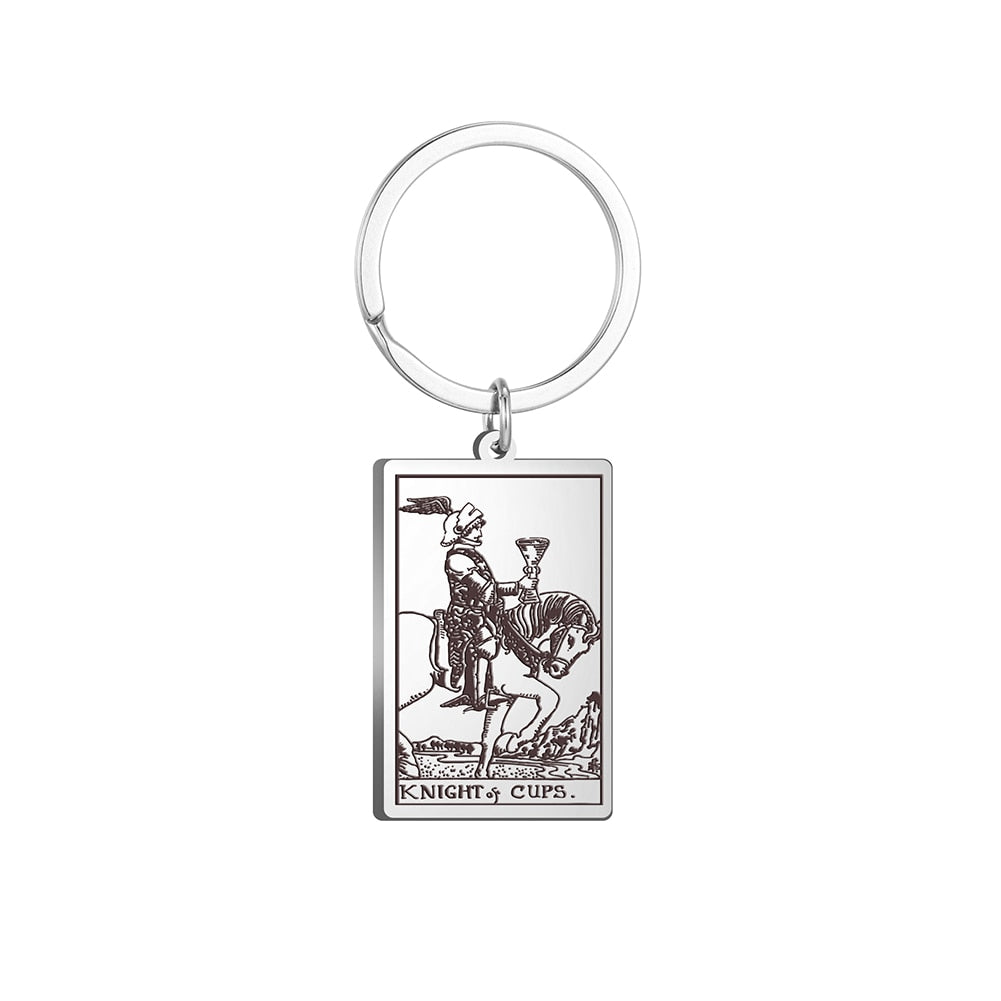 Tarot Card Keychains | All 78 Major & Minor Arcana Tarot Cards RWS Charm | Silver Color Stainless Steel Spiritual Amulet Keyring