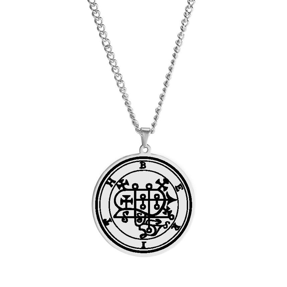 Silver Necklace Of Demon Sigil From The Lesser Key Of Solomon | Goetia Magick Pendants (Sigils 25-36) | Apollo Tarot Jewelry Shop