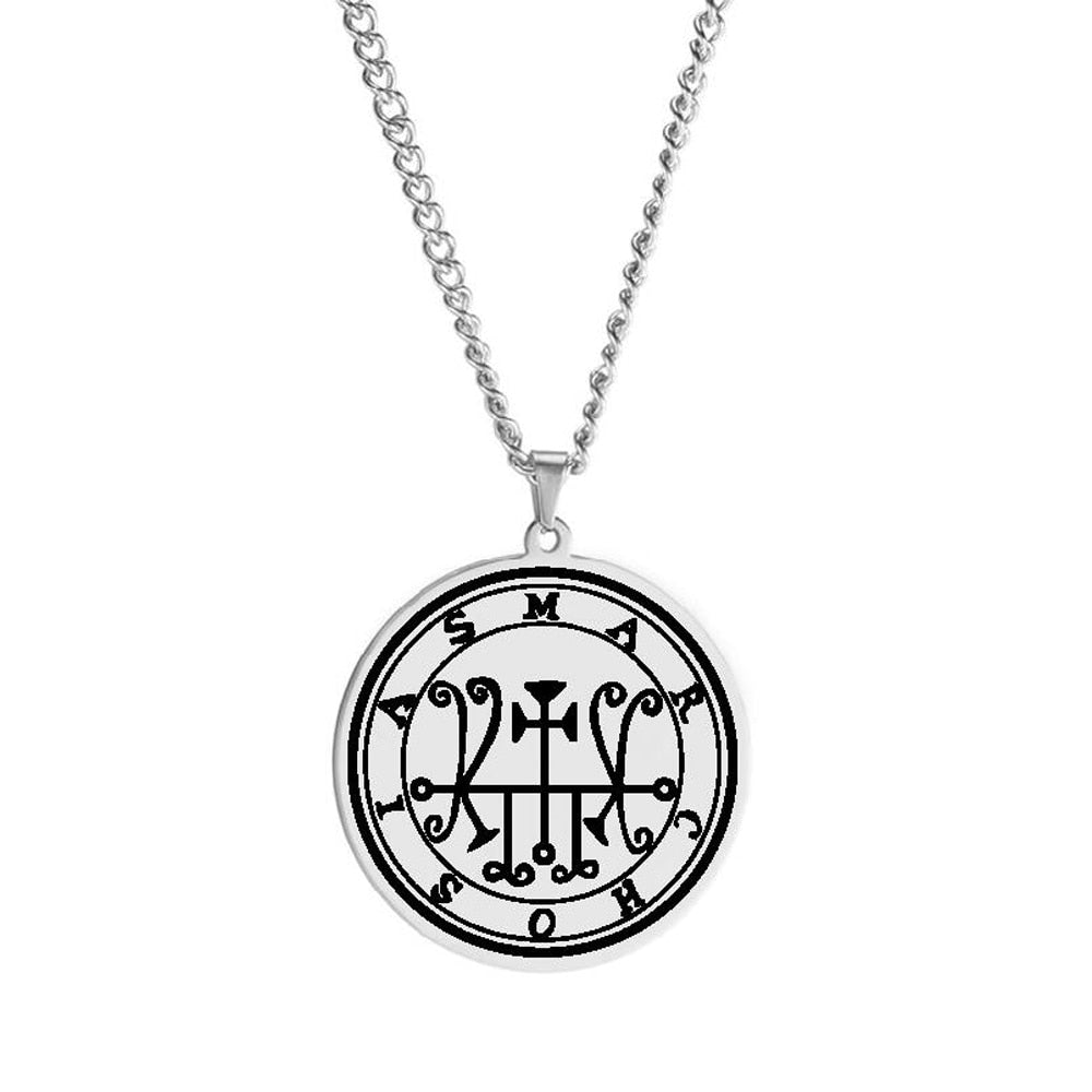 Silver Necklace Of Demon Sigil From The Lesser Key Of Solomon | Goetia Magick Pendants (Sigils 25-36) | Apollo Tarot Jewelry Shop