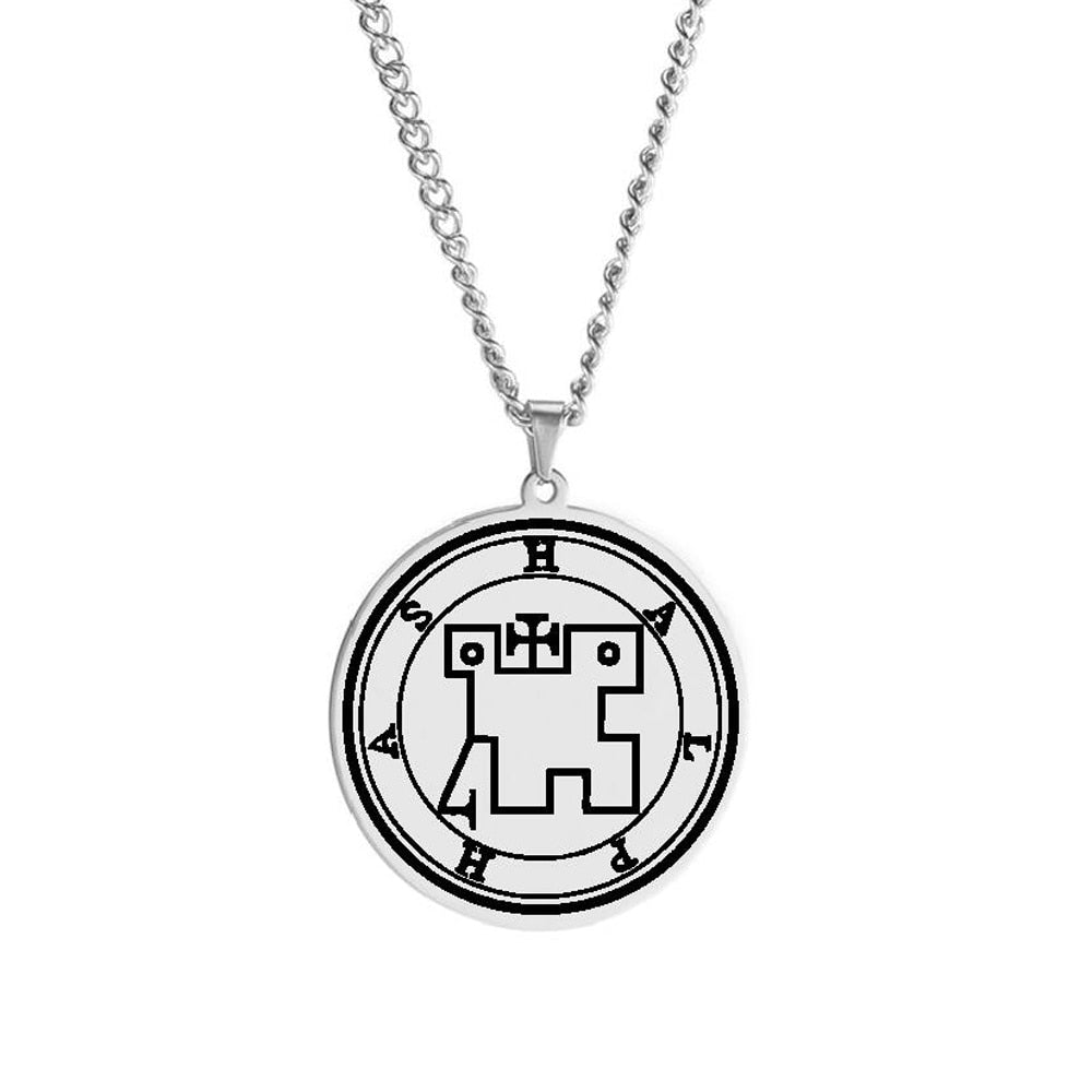 Silver Pendant Necklace With Seals Of The 72 Spirits In The Lesser Key of Solomon (Sigils 37-48)