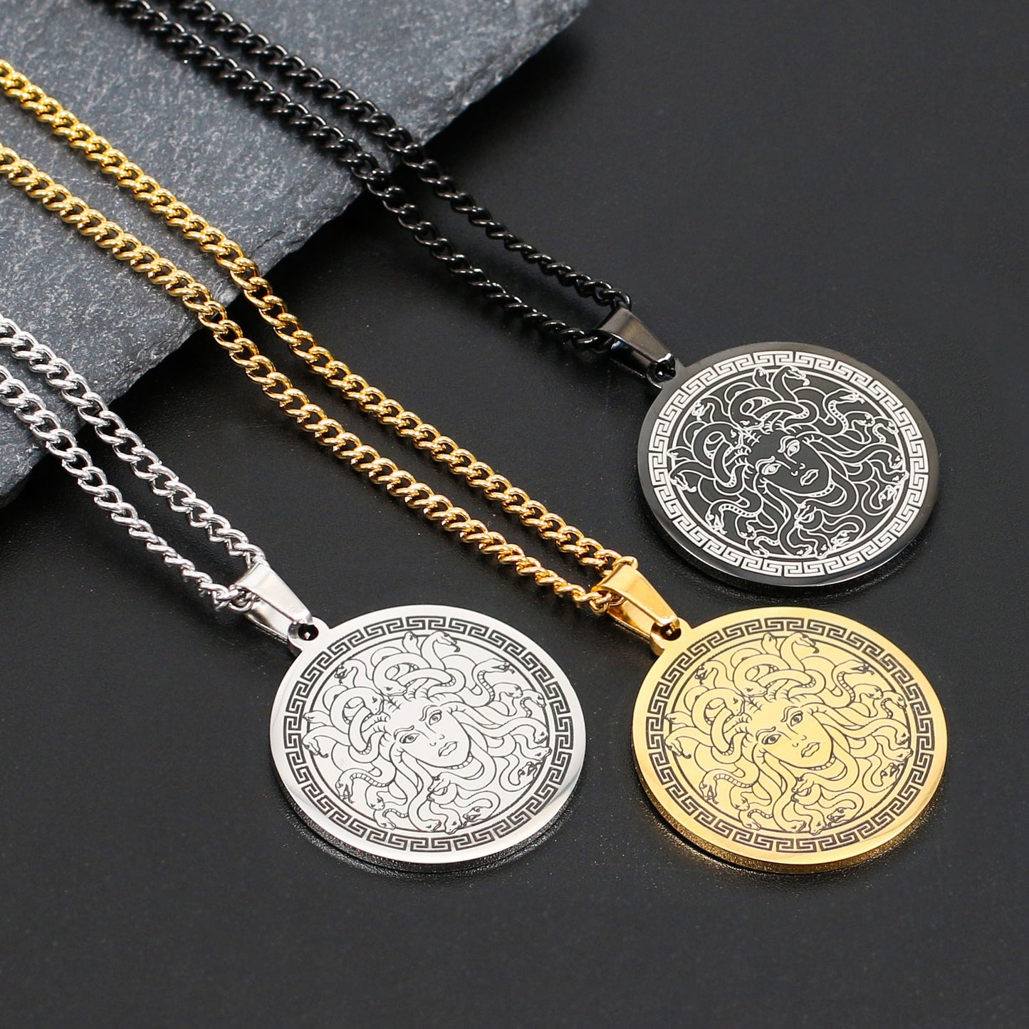 Greek Mythology Necklace | Round Stainless Steel Ancient Deity Pendant | Pagan Worship Witchy Jewelry | Apollo Tarot Shop