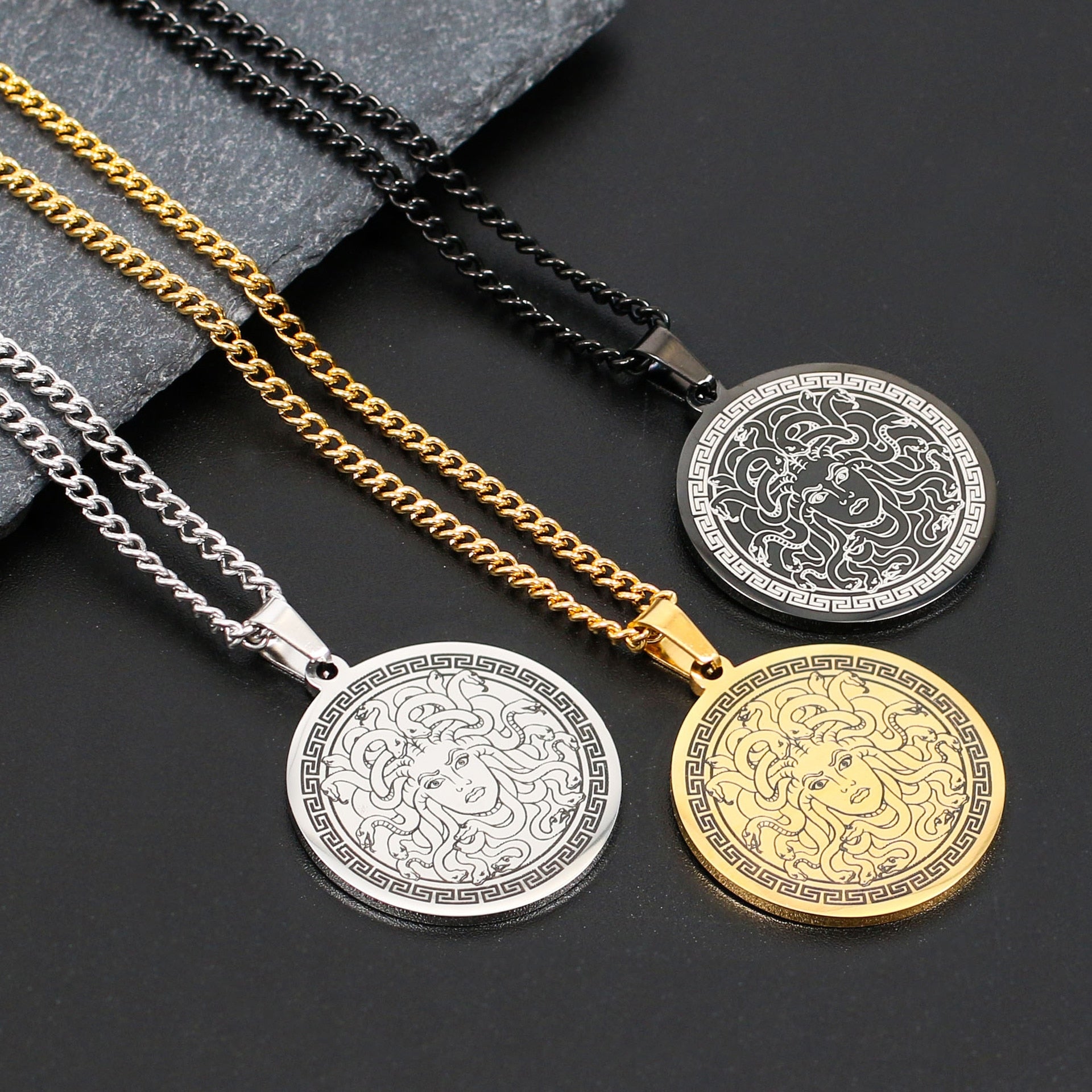 Greek Mythology Necklace | Round Stainless Steel Ancient Deity Pendant | Pagan Worship Witchy Jewelry | Apollo Tarot Shop
