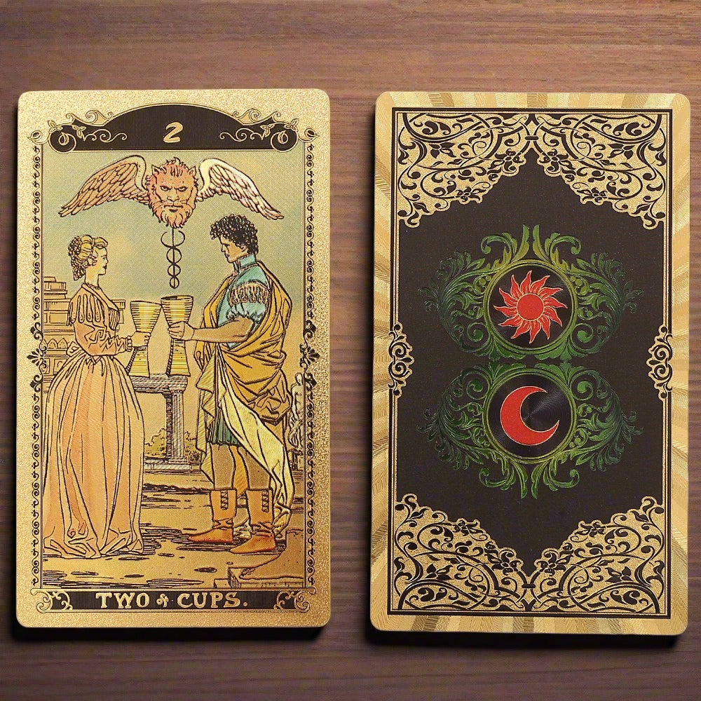 Gold Foil Tarot Deck | High-End Box + Waterproof, Wear-Resistant, Golden Plastic Cards + English Guidebook | Rider-Waite Inspired Divination Gift Set | Apollo Tarot Shop
