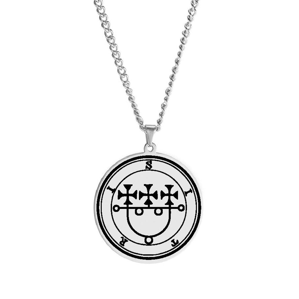 Silver Necklace Of Demon Sigil From The Lesser Key Of Solomon | Goetia Magick Pendants (Sigils 1-12) | Apollo Tarot Jewelry Shop