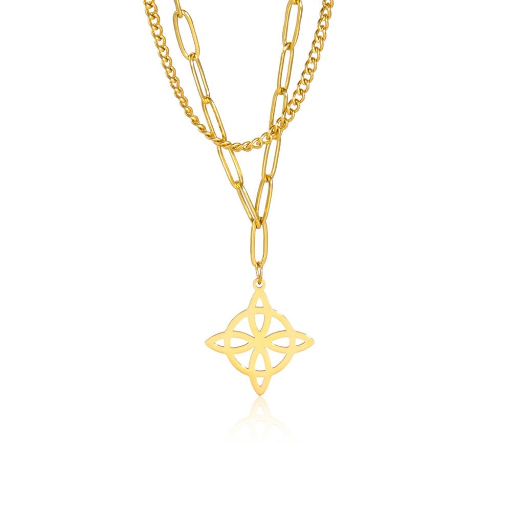 Witch's Knot Jewelry | Witchy Celtic Necklace, Bracelet, Earring, & Ring Four-Piece Set | Witchcraft Amulet Gift For Wiccan Pagan Women | Apollo Tarot Shop