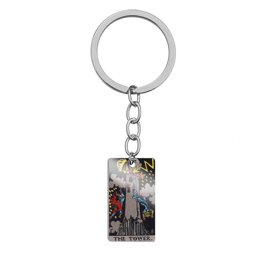 Tarot Card Keychain | Stainless Steel Major Arcana Keyring | Pagan Lucky Amulet | Spiritual Witchy Jewelry Accessories Gift | Apollo Tarot Shop
