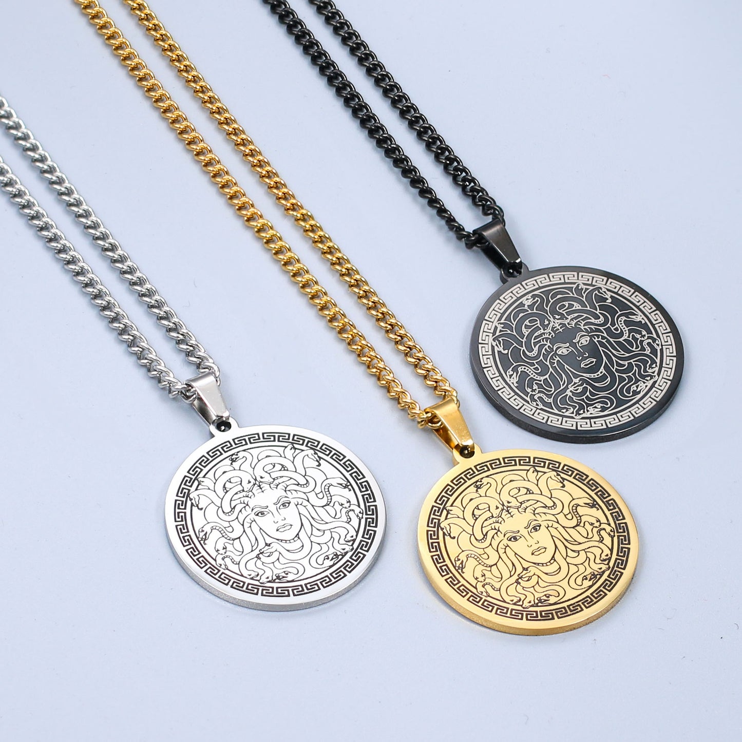 Greek Mythology Necklace | Round Stainless Steel Ancient Deity Pendant | Pagan Worship Witchy Jewelry | Apollo Tarot Shop