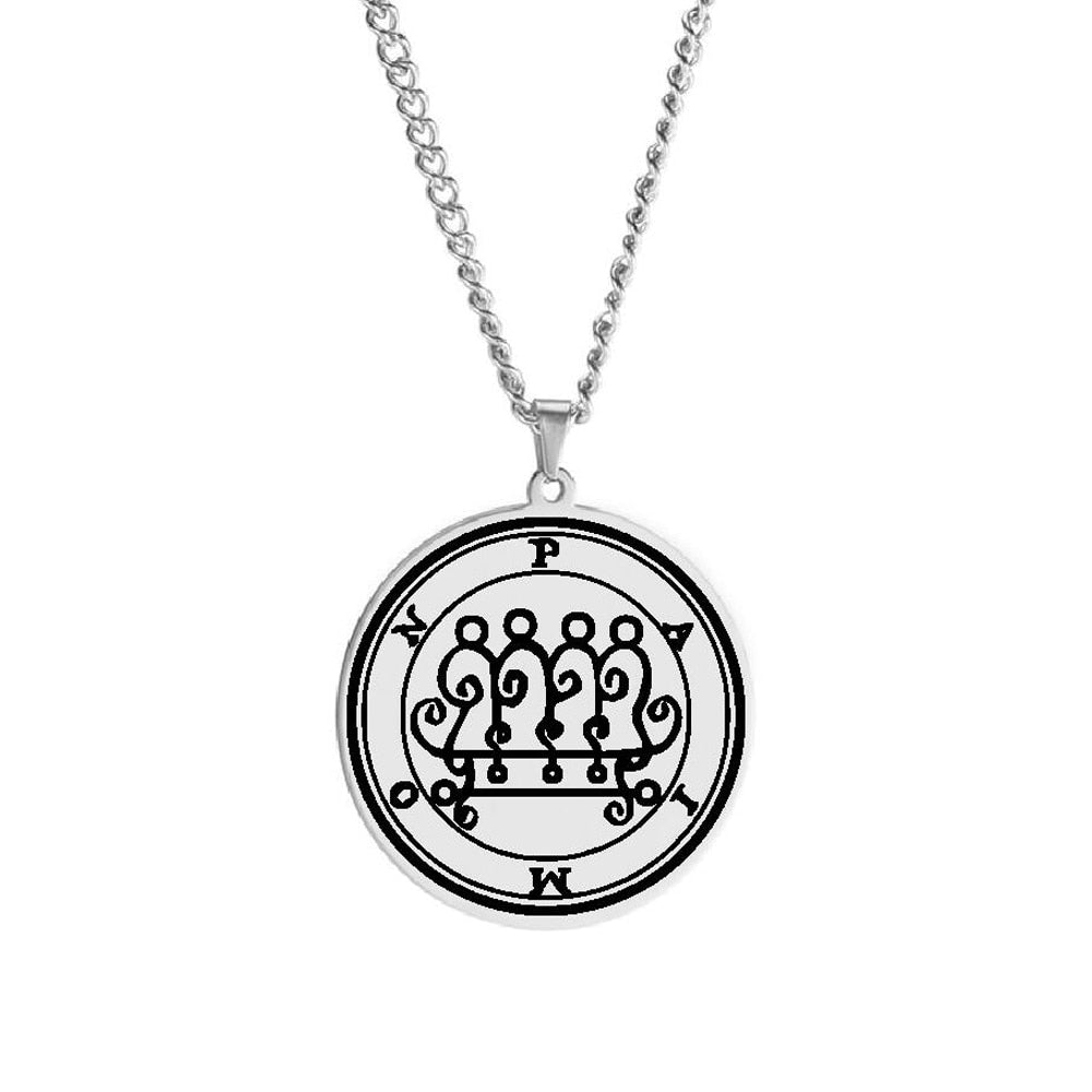 Silver Necklace Of Demon Sigil From The Lesser Key Of Solomon | Goetia Magick Pendants (Sigils 1-12) | Apollo Tarot Jewelry Shop