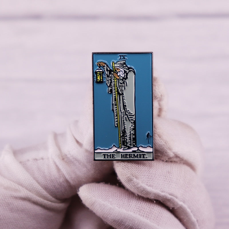 The Hermit Tarot Card Enamel Lapel Pin | Introvert Self-Care Brooch Badge Gift for Backpacks | Spiritual Charm Jewelry Gift | Apollo Tarot Shop