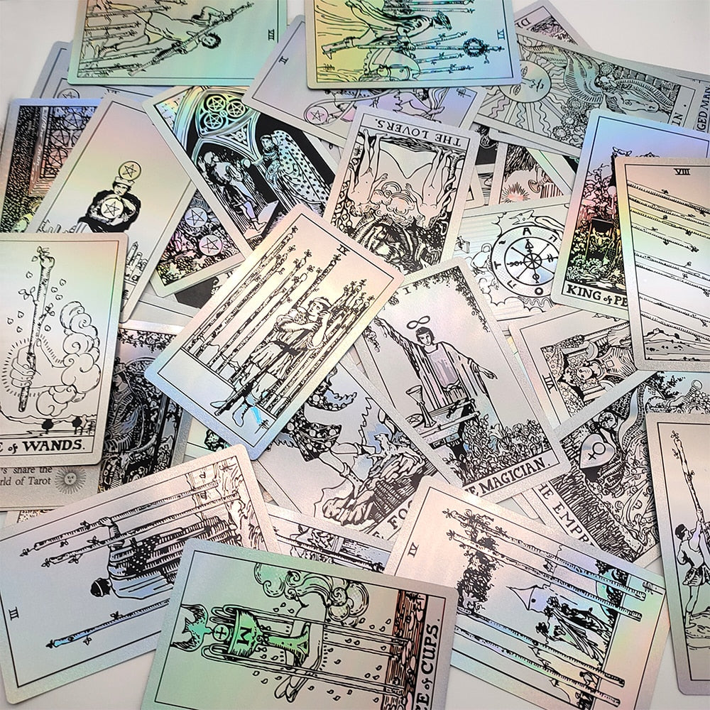 Silver Foil Tarot Deck | Classical Black & White Gold Foil Waterproof Tarot Cards With Magnetic Box As Special Gift | Apollo Tarot Shop