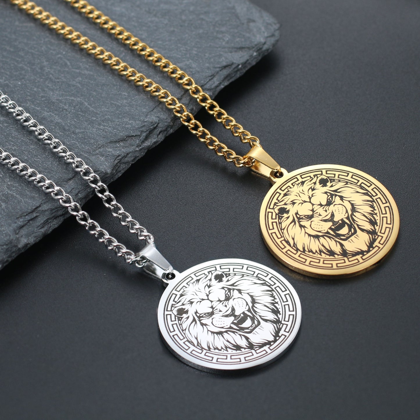 Spirit Animal Necklace | Bear Wolf Tiger Lion Pendant | Stainless Steel Statement Jewelry For Men | Apollo Tarot Shop