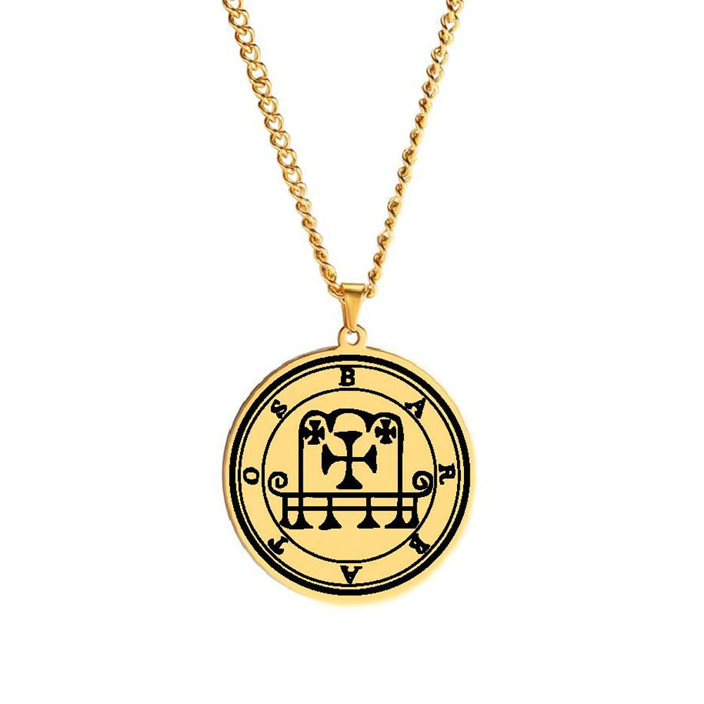 Gold Necklace Of Demon Sigil From The Lesser Key Of Solomon | Goetia Magick Pendants (Sigils 1-12 | Apollo Tarot  Jewelry Shop
