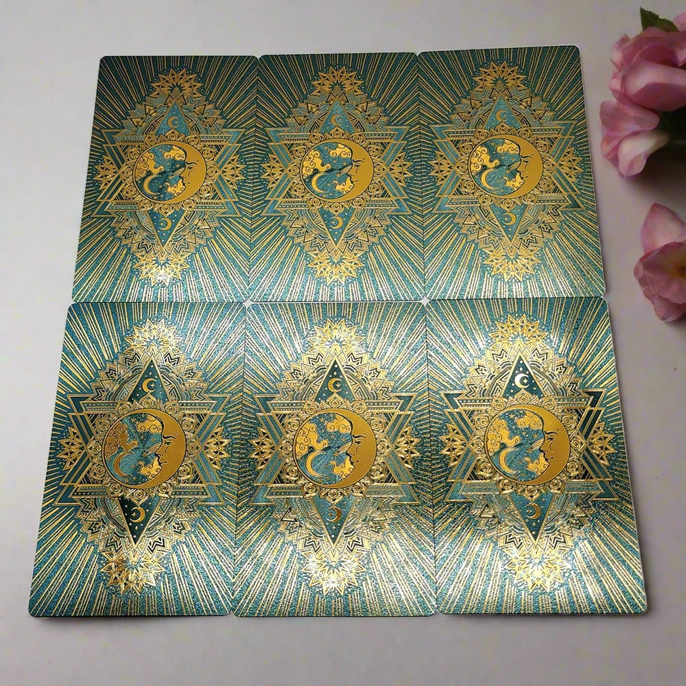 Gold Foil Tarot Deck | Premium Plastic Cards In Economic Tuck Box With English Guidebook For Beginner Divination Readers | Apollo Tarot Shop
