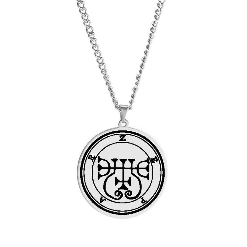 Products Silver Necklace Of Demon Sigil From The Lesser Key Of Solomon | Goetia Magick Pendants (Sigils 13-24) | Apollo Tarot Jewelry Shop