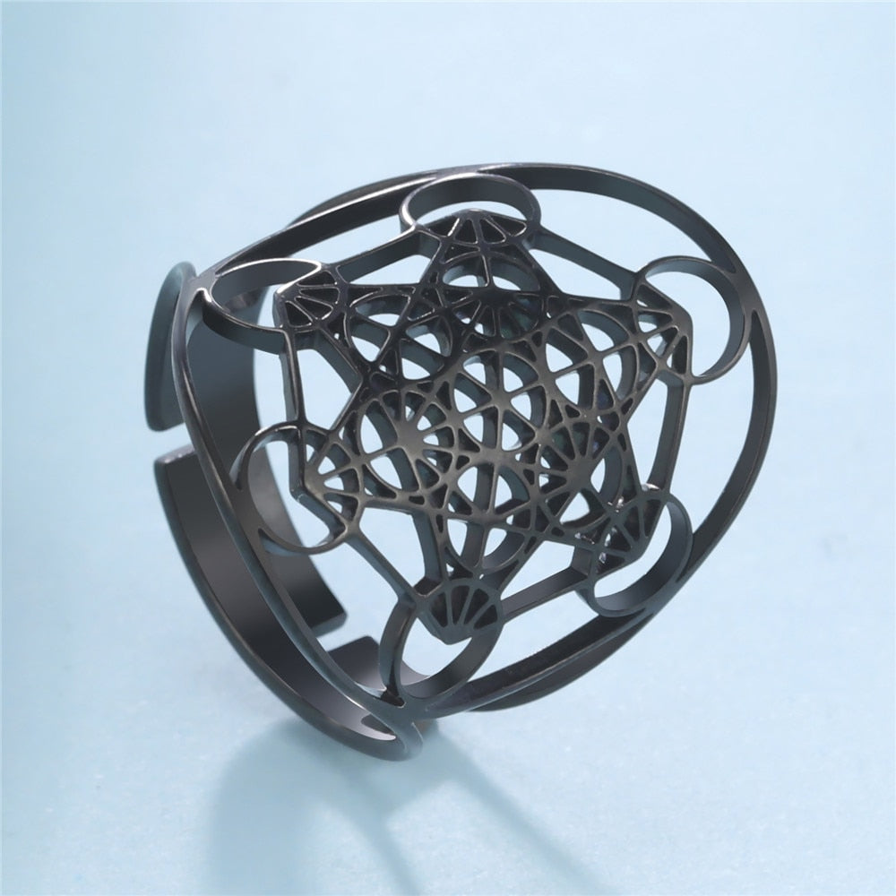 Archangel Metatron Ring | Sacred Geometry Statement Jewelry For Spiritual Women | Angel Sigil Magick Witchy Fashion Accessory | Apollo Tarot Shop