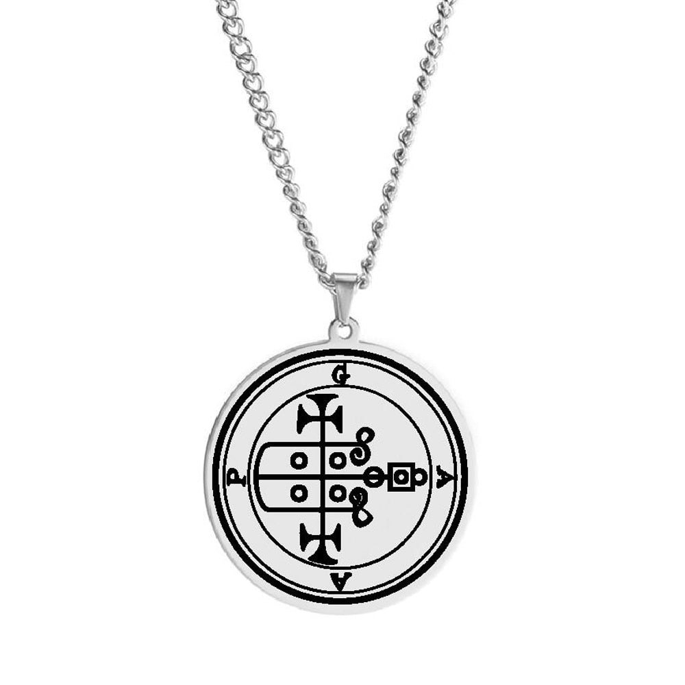 Silver Necklace Of Demon Sigil From The Lesser Key Of Solomon | Goetia Magick Pendants (Sigils 25-36) | Apollo Tarot Jewelry Shop